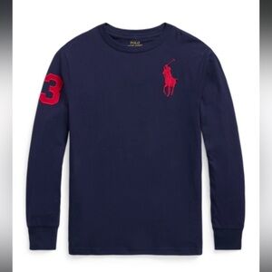 Polo Ralph Lauren Kids Big Pony Long Sleeve Navy Shirt NWT! Size M (10-12)